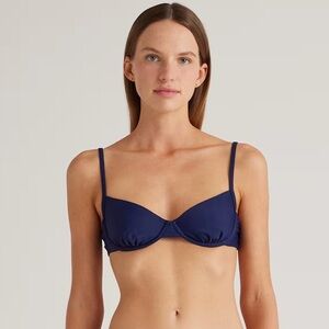 NWT QUINCE Italian Demi Bikini Top Deep Navy